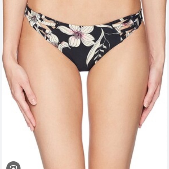 NEW O'Neill Albany Floral Strappy Bikini Bottom Black Size Large NWT - Picture 1 of 7